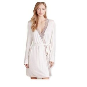 Eberjey Delphine lace trim robe mink size medium